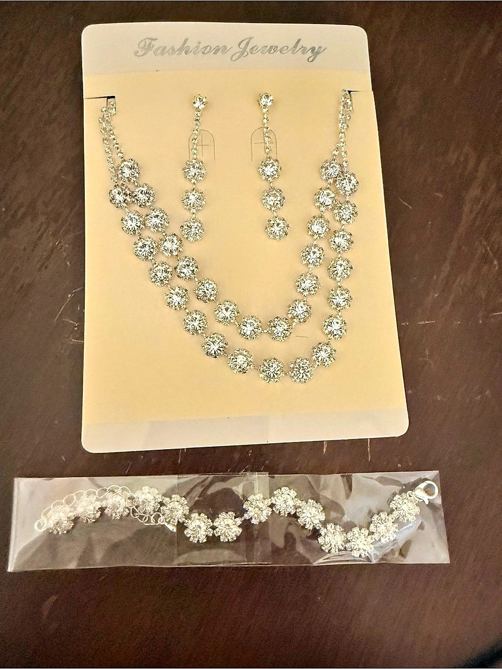 Floral Rhinestone 3 piece Jewelry Set in Silver NWT